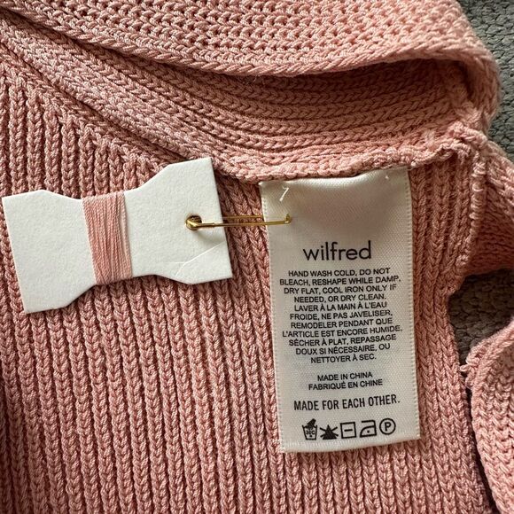 NWOT Wilfred Aritzia Cayenne Pink Knit Top Tank Top Open Tie Back Size M - Picture 5 of 7